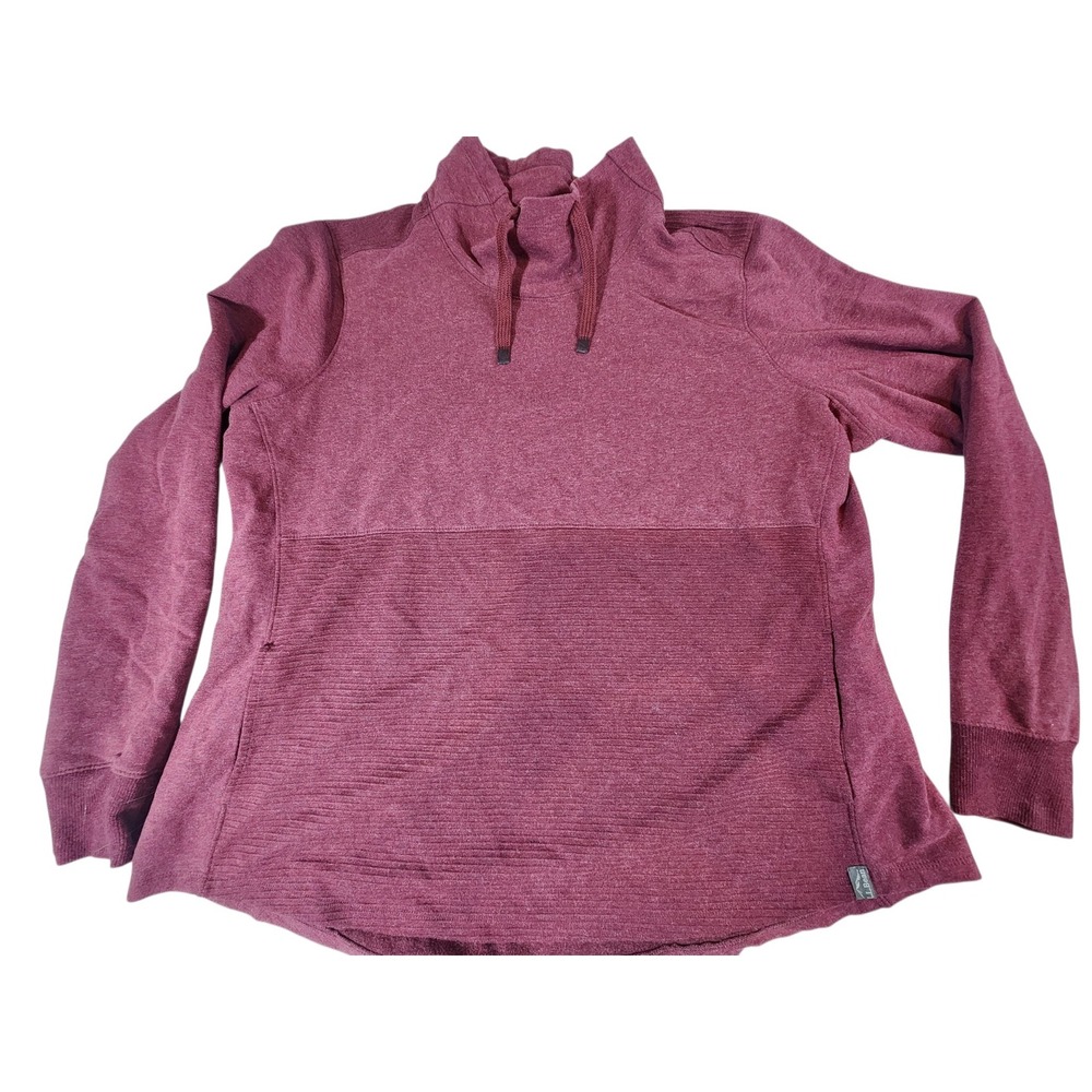 L.L.Bean Pullover Women 3X Plus Burgundy Funnel Neck Thumbhole 516269
